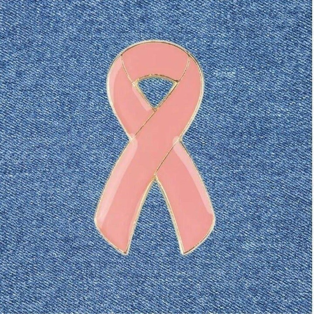 Pink Ribbon Breast Cancer Awareness Enamel Pin Gold Tone Lapel Hat Bag Accessory